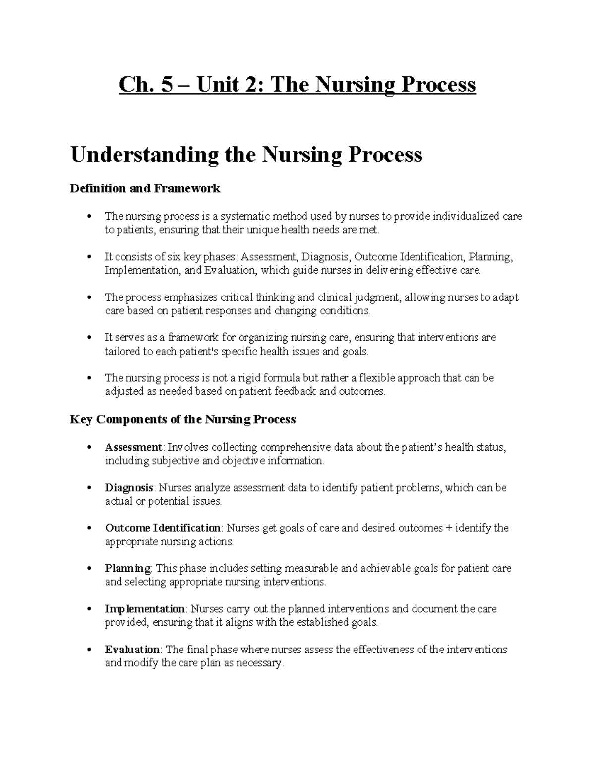 NURS 101: Overview of the Nursing Process and Patient Assessment ...