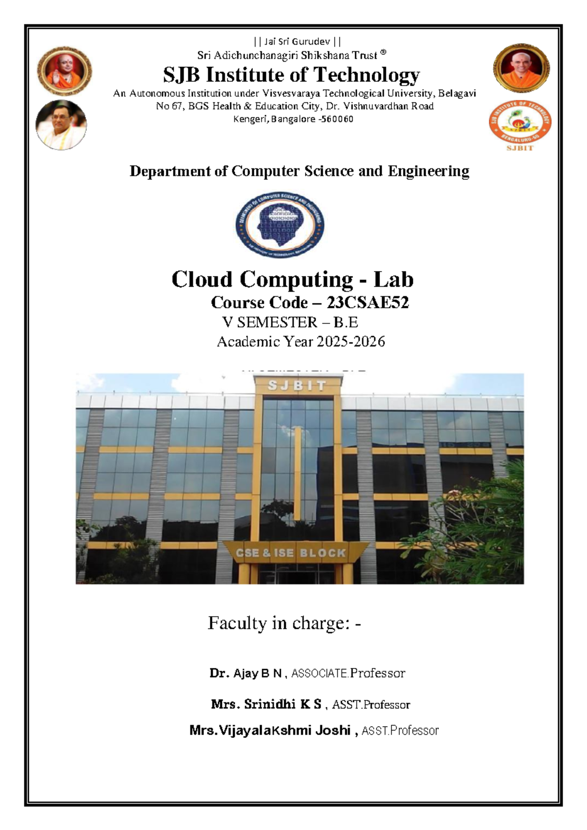 DBMS Lab Manual - BCS403 - Cloud Computing & SQL Operations - Studocu