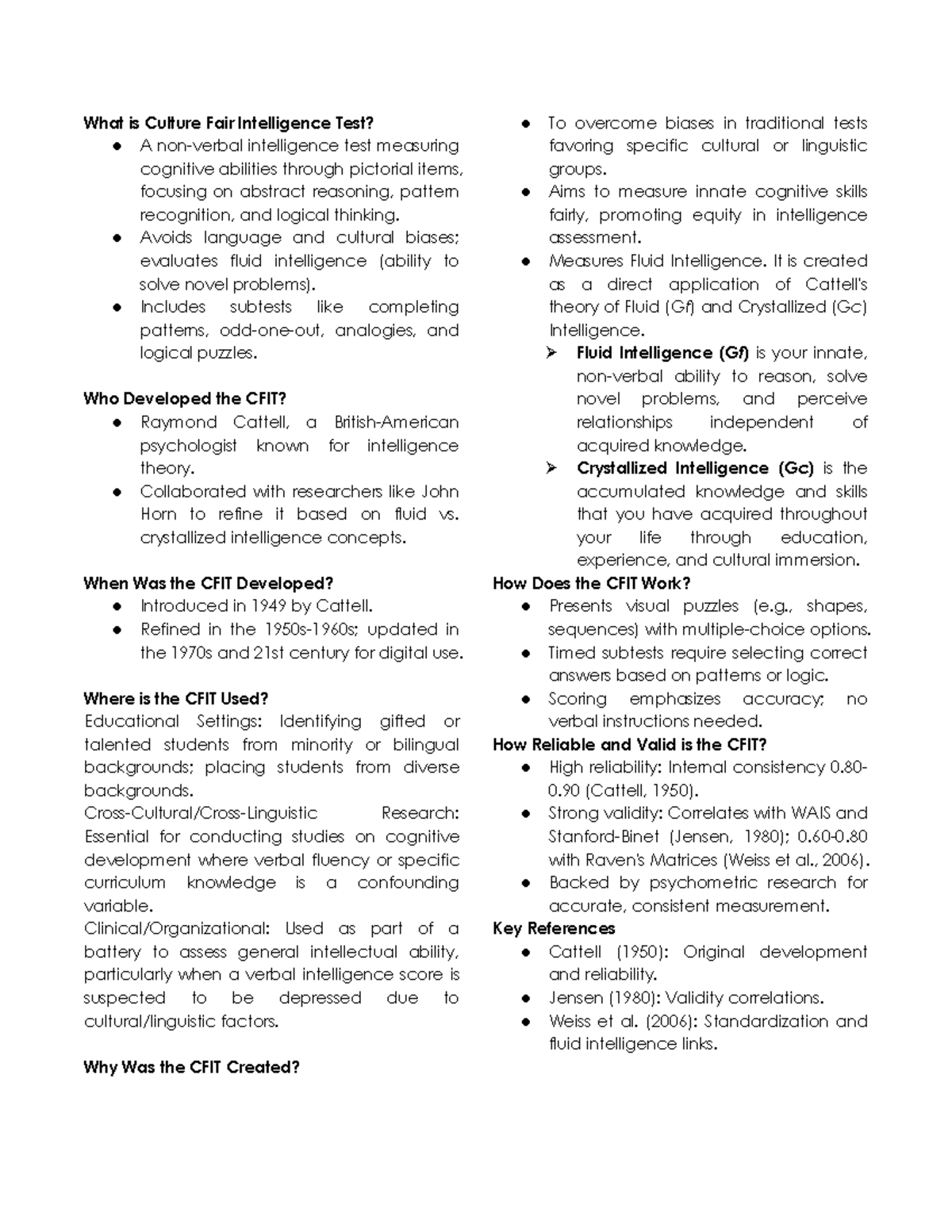 CFIT: Understanding the Culture Fair Intelligence Test - Studocu