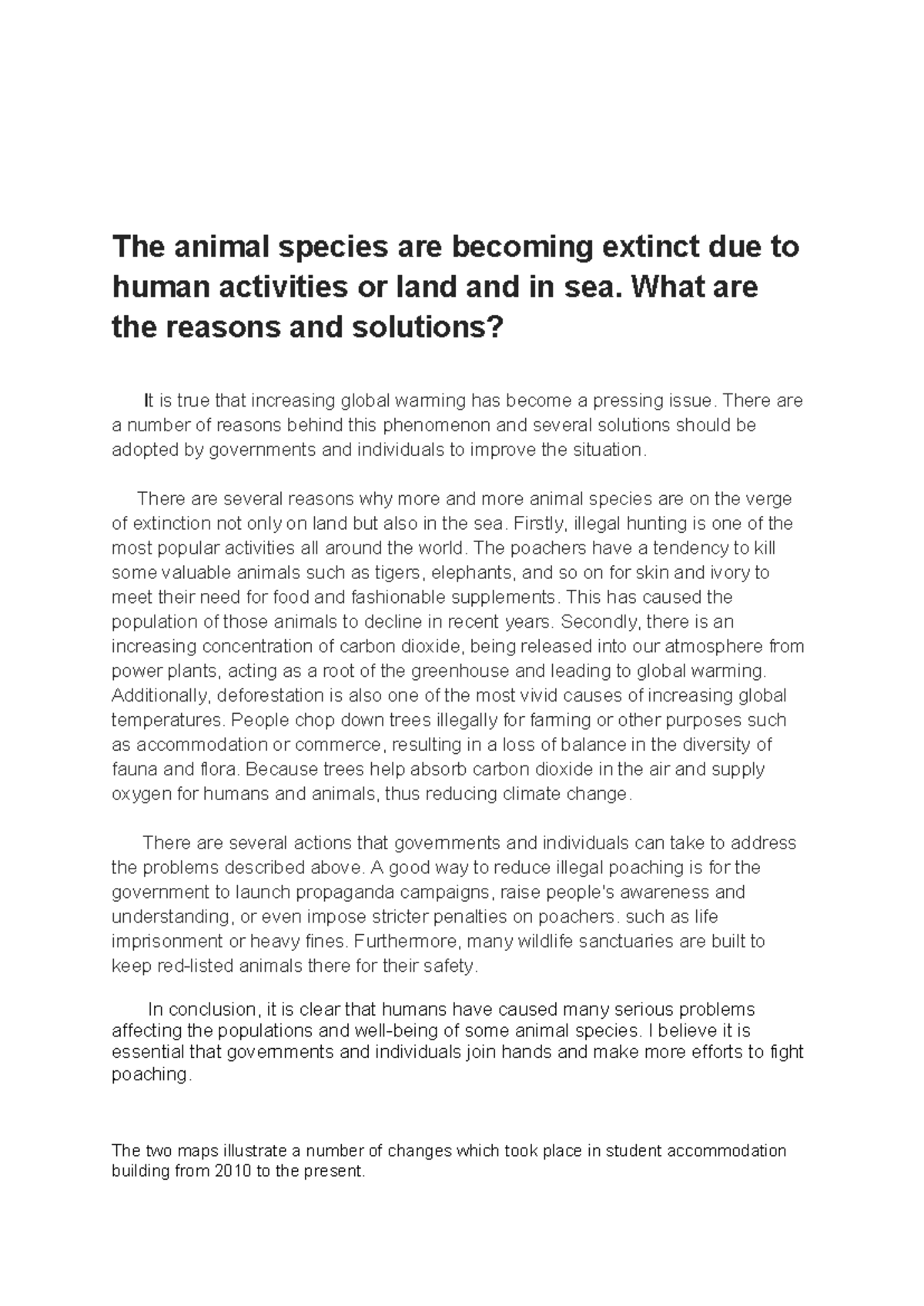 Human Impact on Animal Extinction: Causes and Solutions - Writing - Studocu