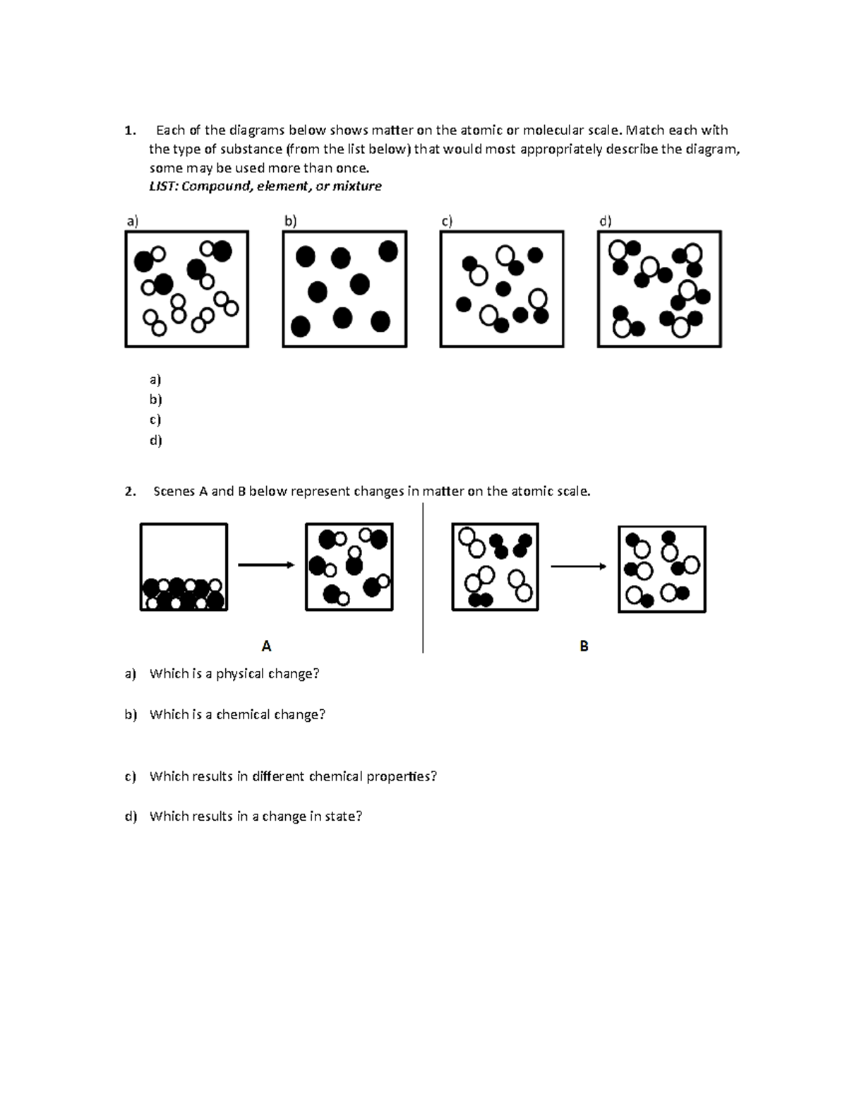 CHM101 Week 2 Worksheet on Matter and Atomic Structure - Studocu