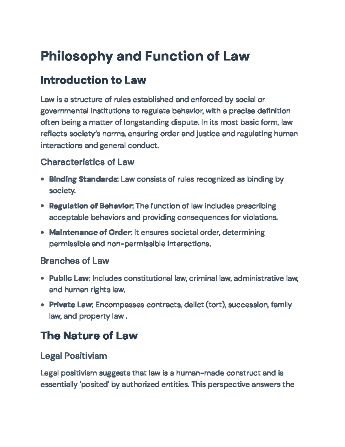 PHI101: Philosophy and Function of Law - Legal Theories & Cases ...