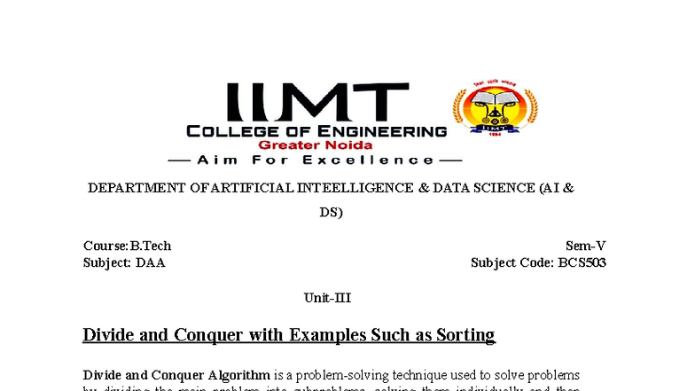 DAA Notes Unit 3 - DEPARTMENT OF ARTIFICIAL INTEELLIGENCE & DATA ...