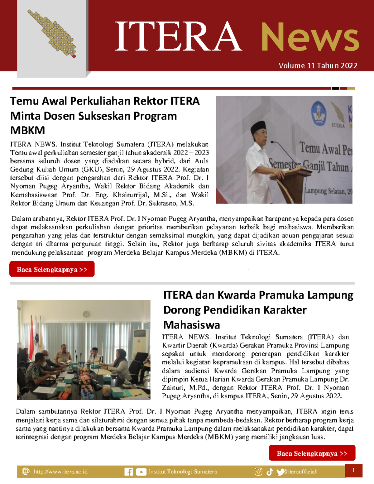 ITERA News Volume 11: Edukasi, Kerja Sama, dan Prestasi Mahasiswa 2022 ...