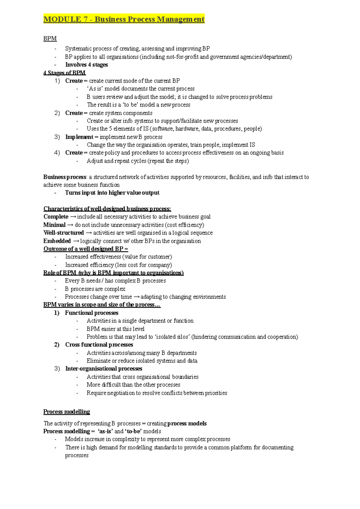 Infs1000 - m7, m8 - lecture notes for module 7 and 8 - MODULE 7 ...
