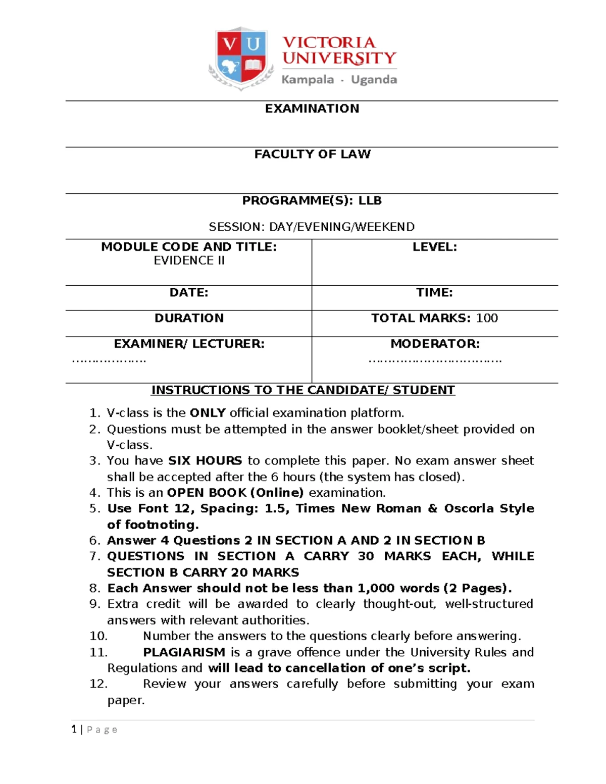 Family Law II Exam 2025 - LLB Level 3.1 - Studocu