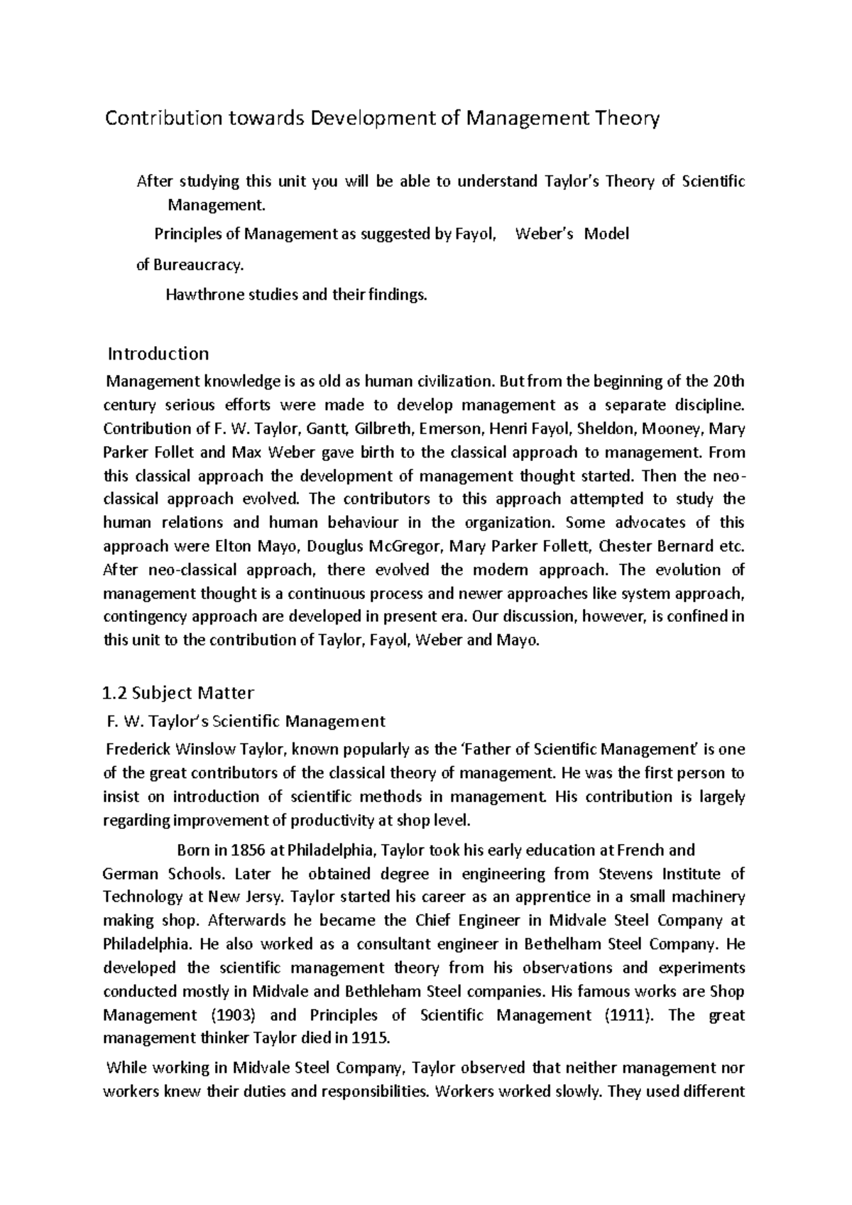 Management Theory Development: Contributions of Taylor, Fayol, & Weber ...