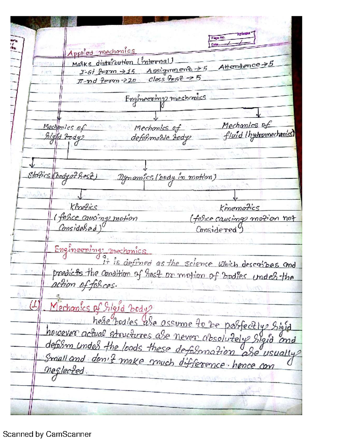 Applied Mechanics T84: Dynamics of Rigid Bodies - Class Notes - Studocu
