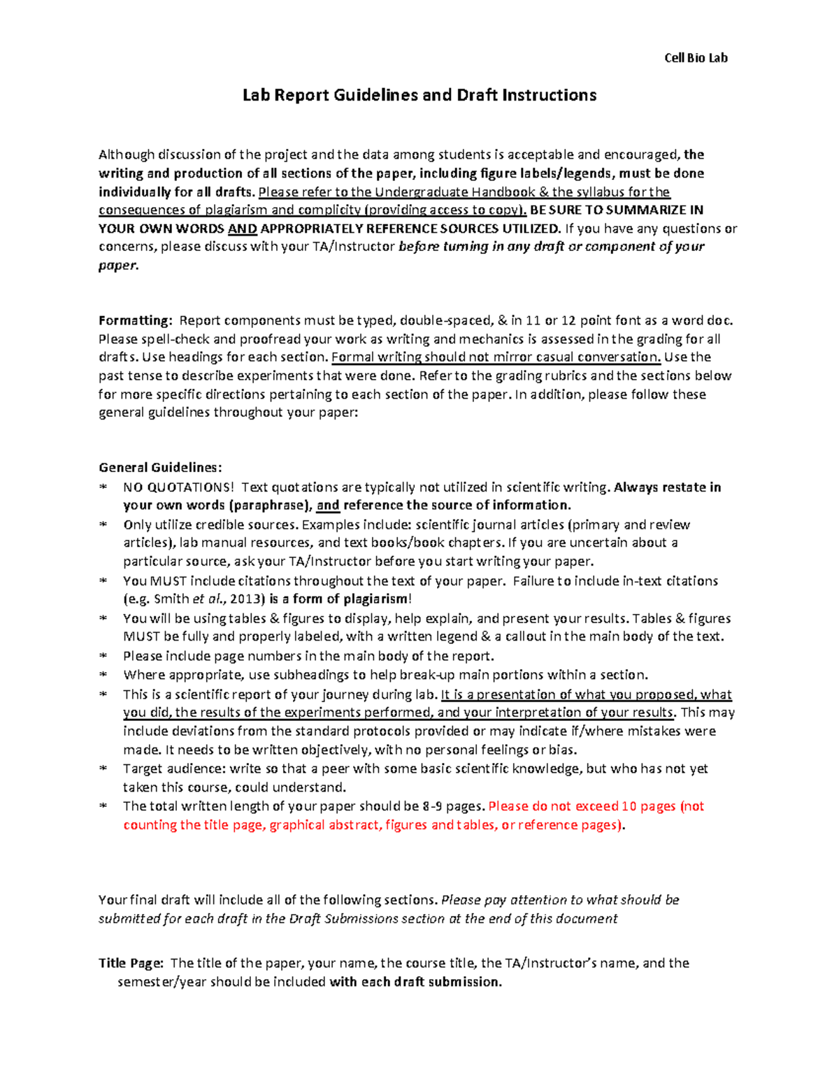 PCB 3023L Lab Report: Guidelines for Draft Preparation and Submission ...