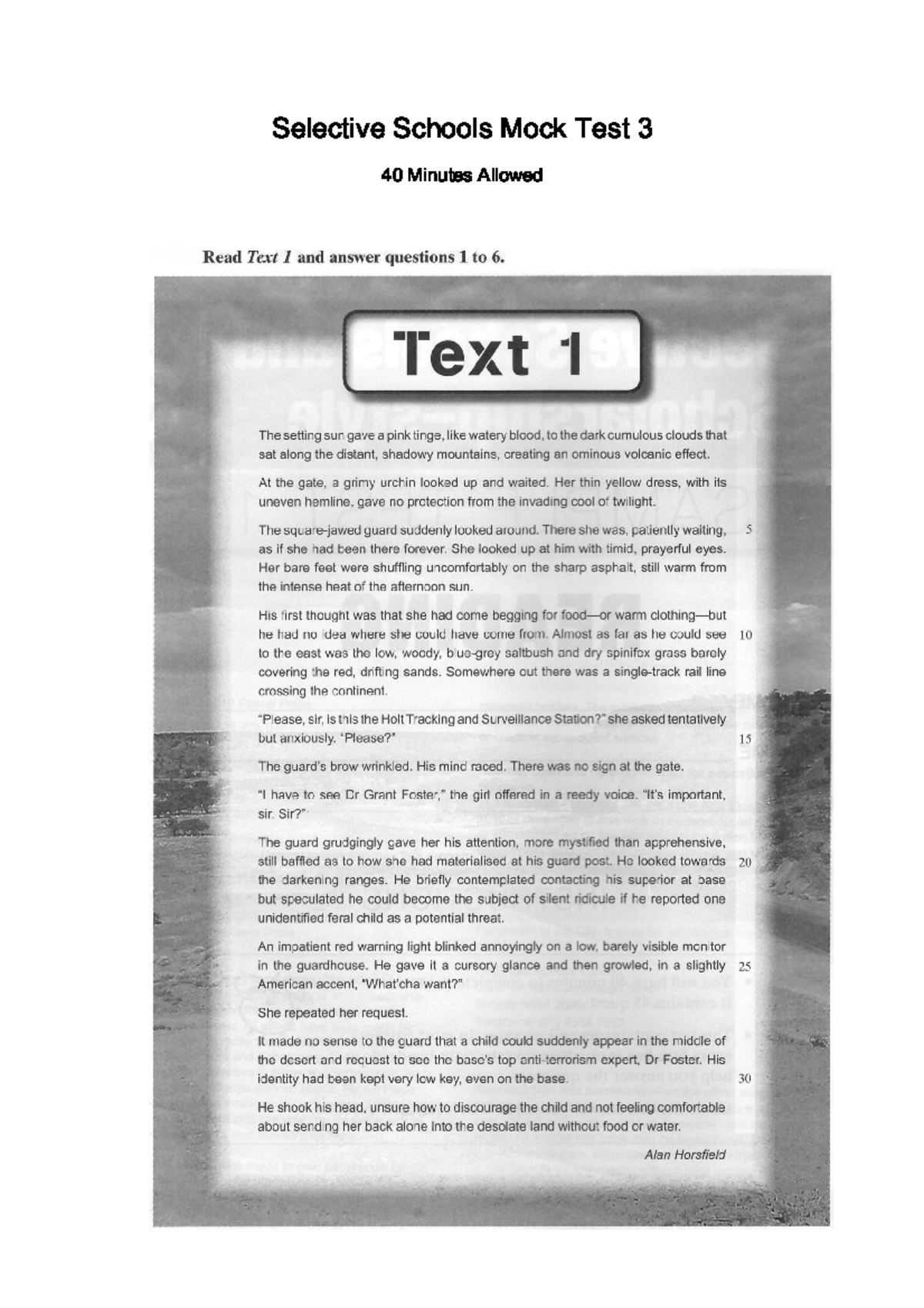 Selective Schools Mock Test 3 - Practice Questions and Answers - Studocu