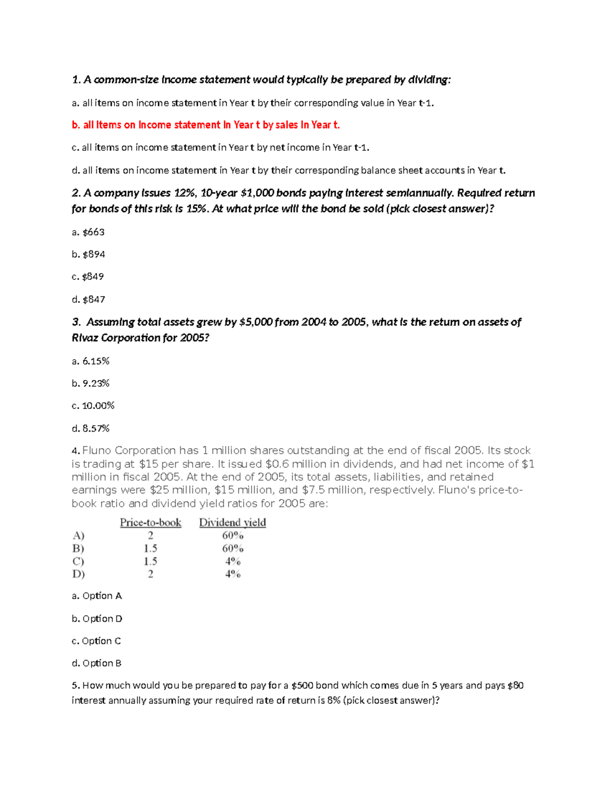 Quiz: Chapter 1 FSA - Financial Statement Analysis Concepts - Studocu