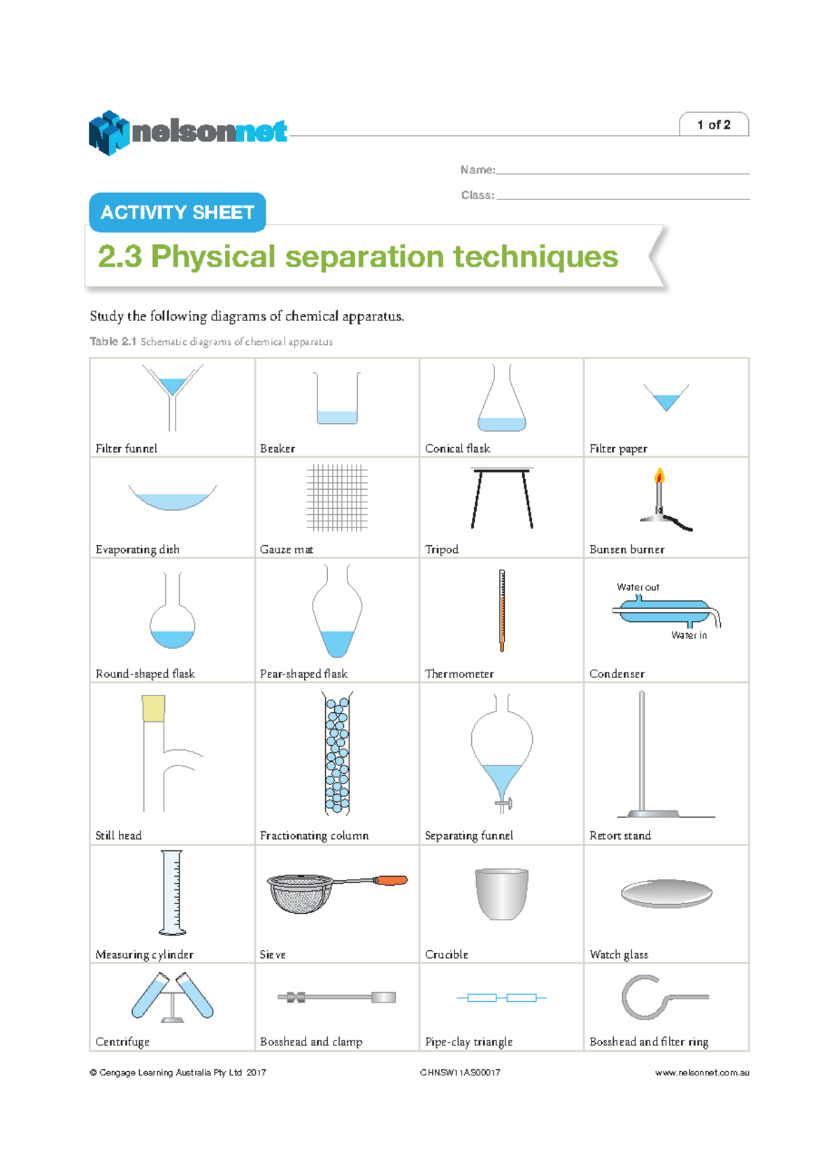 Chnsw 11AS00017 - Activity Sheet 2.3: Physical Separation Techniques ...