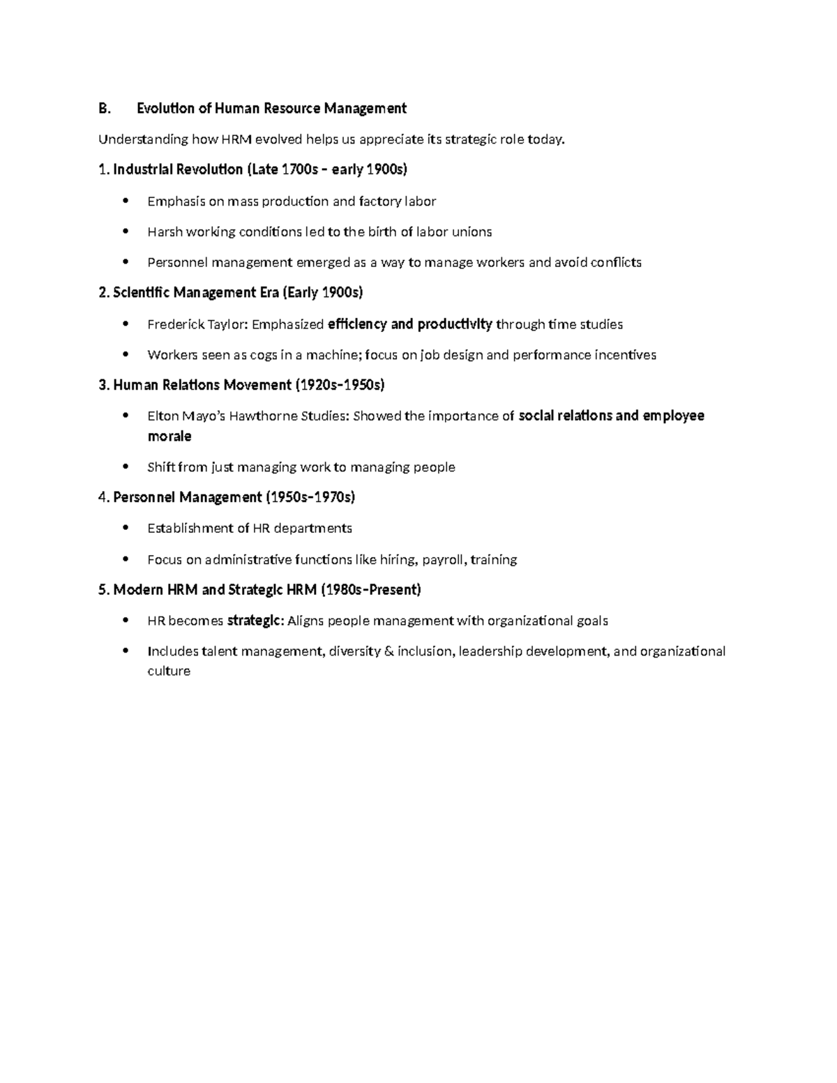 HO-1 - Evolution of Human Resource Management in Hospitality - Studocu