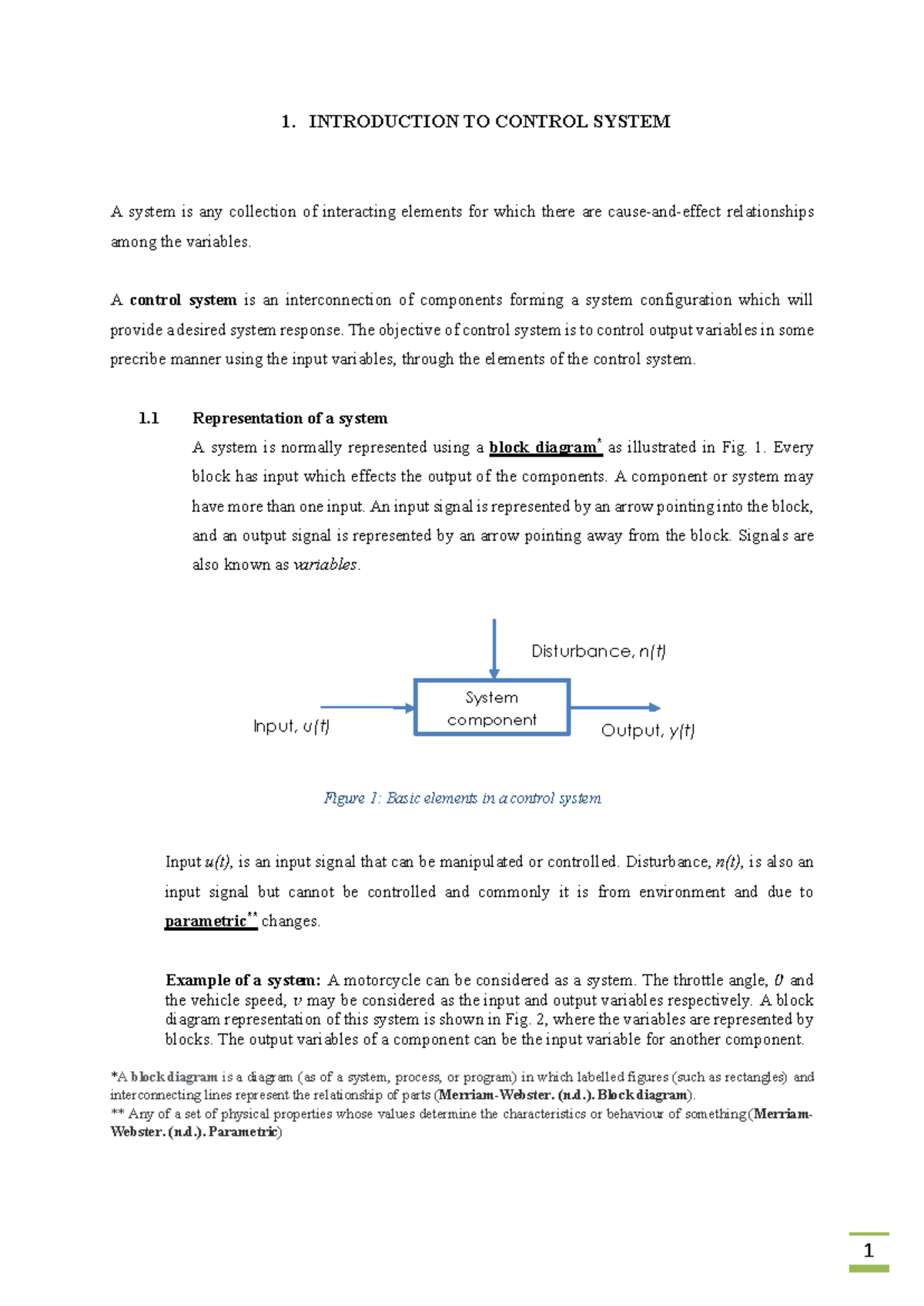 Introduction to Control Systems (ENGR 101) - Student Notes - Studocu