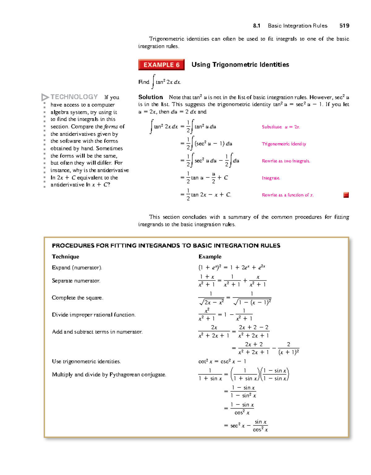 Table of Basic Integration Rules & Trigonometric Identities 519 - Studocu