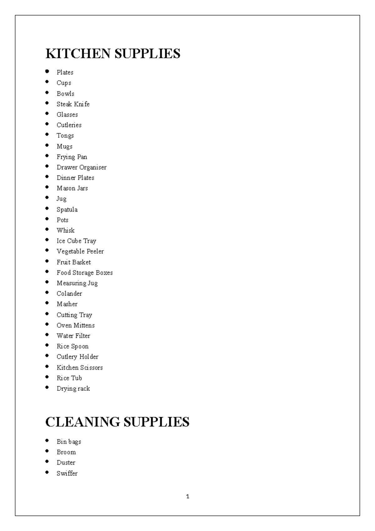 Check LIST for moving out (i just wanna access freee stuff) - KITCHEN ...