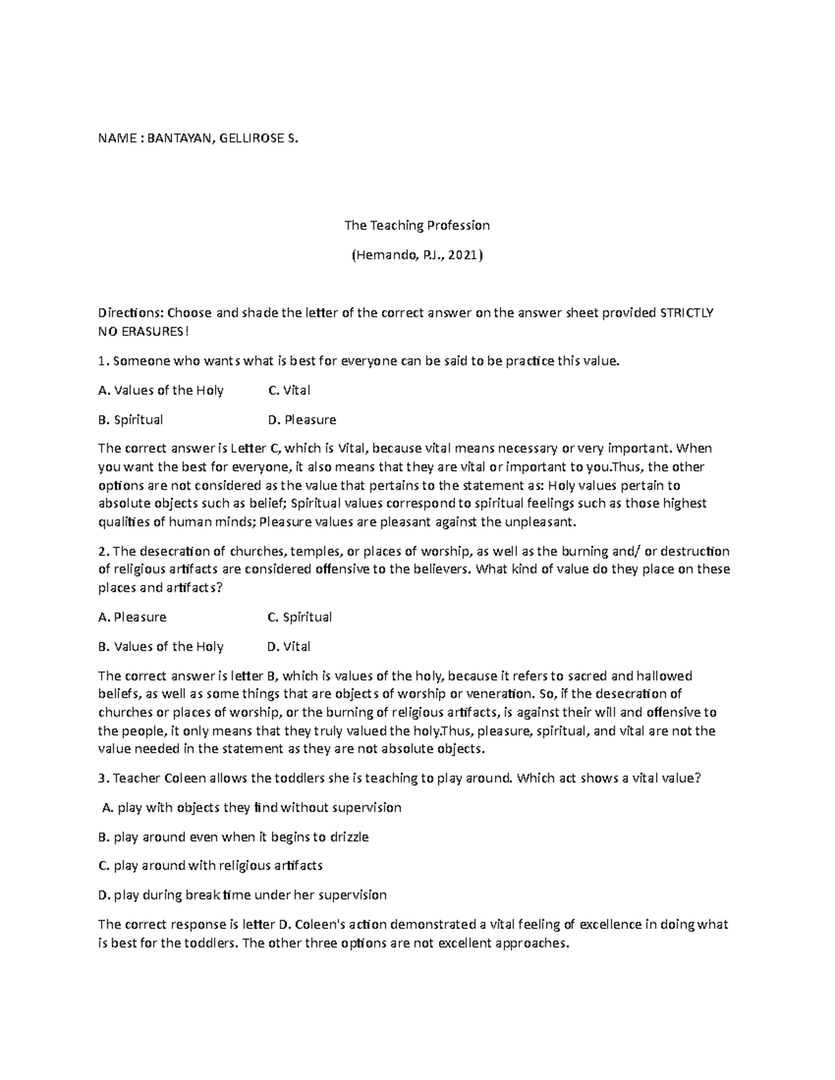 CSA 101 Teaching Profession: Values & Ethics Case Study Notes - Studocu