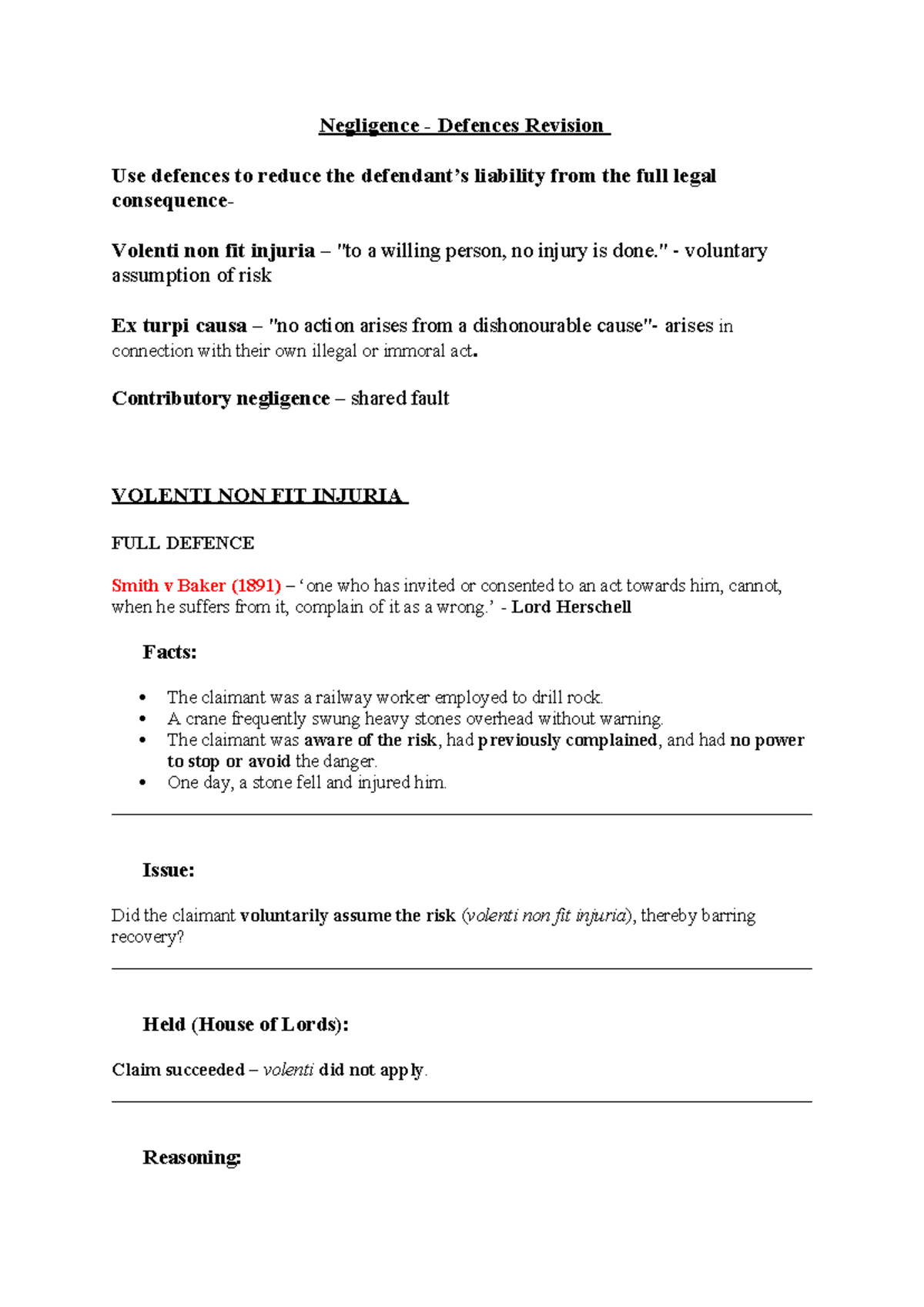 Negligence Defences Revision: Key Principles and Case Law Analysis ...