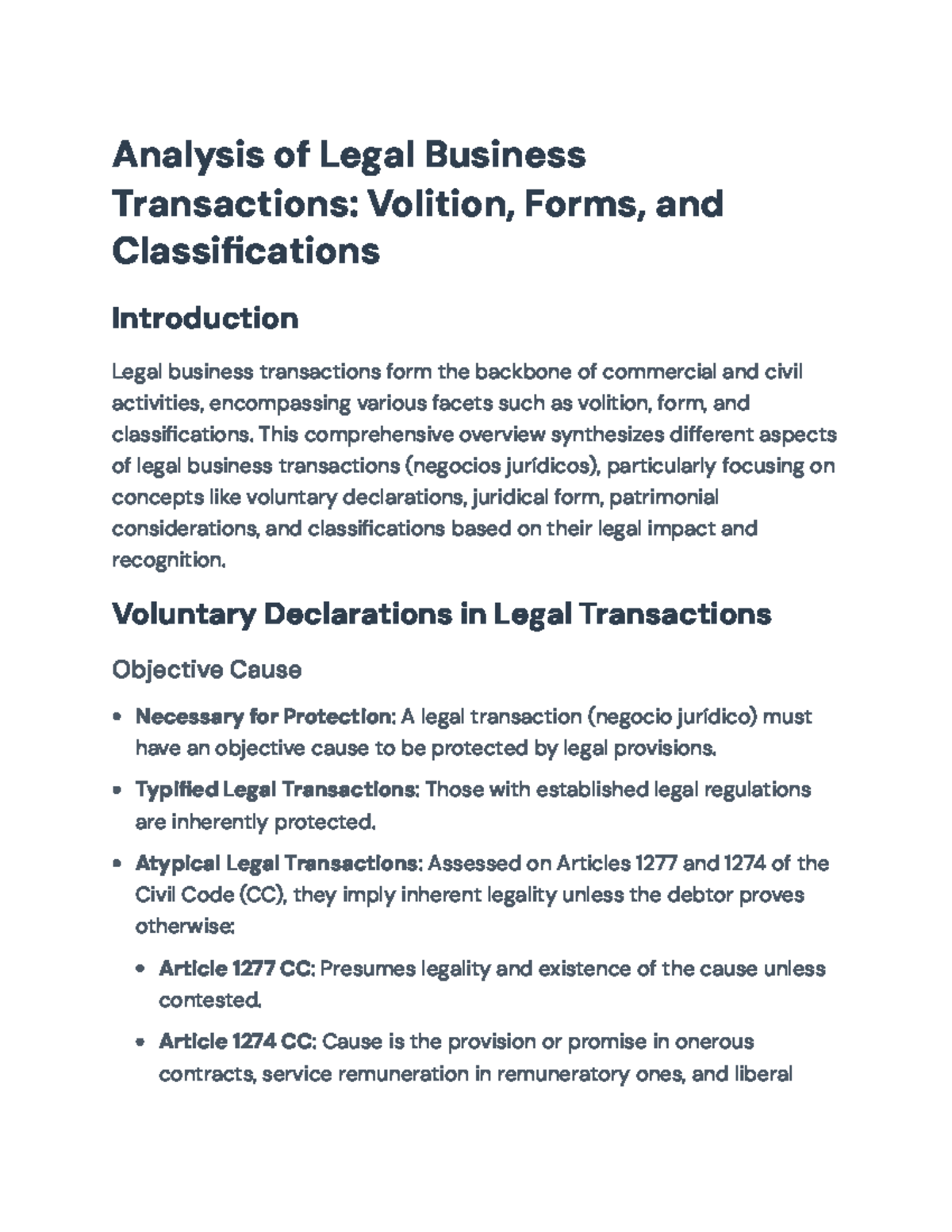 Legal Business Transactions: Volition, Forms, and Classifications ...