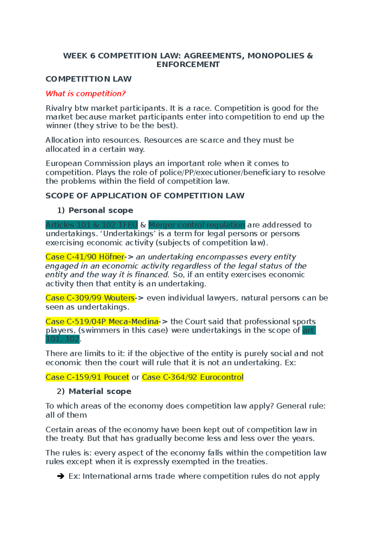 WEEK 6 - Competition Law: Key Concepts and Enforcement Mechanisms ...