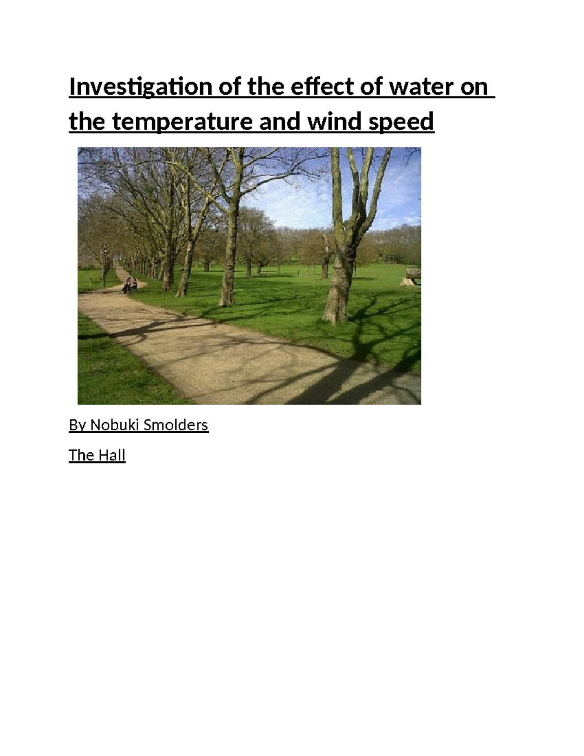 Effects of Water on Microclimate: Temp & Wind Speed Analysis - Studocu