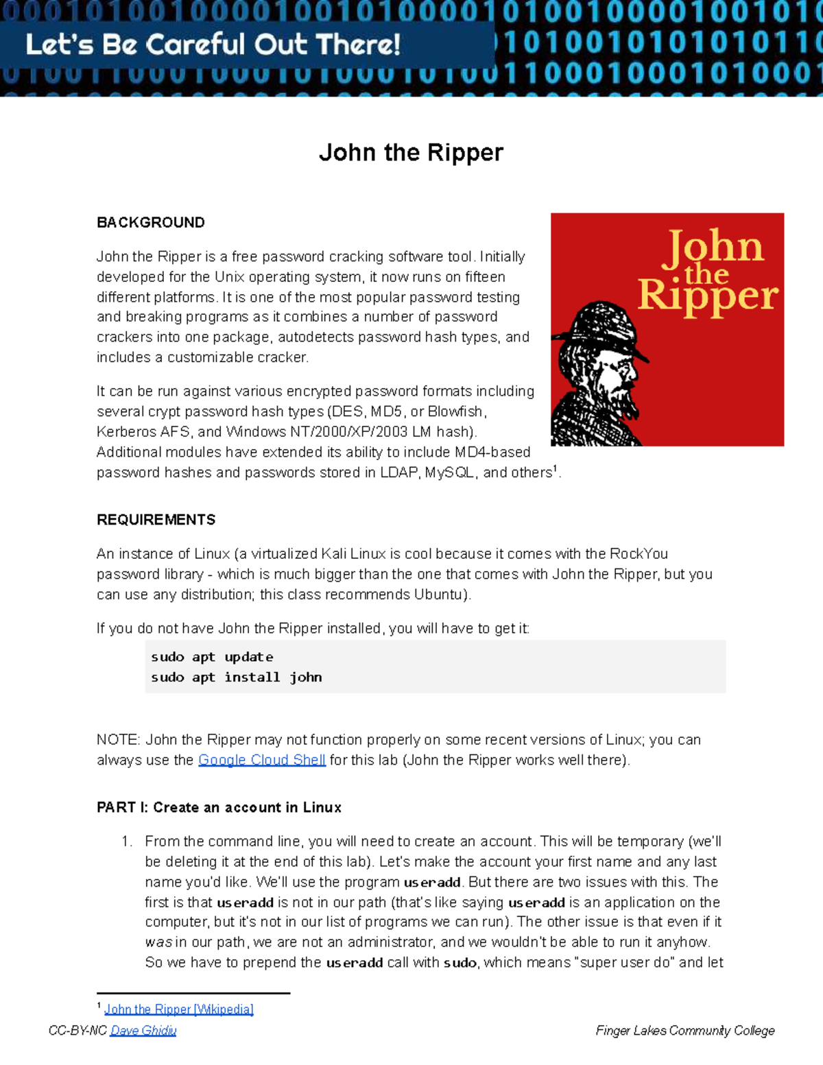 Lab Manual: John the Ripper Password Cracking (3 - Kali Linux) - Studocu