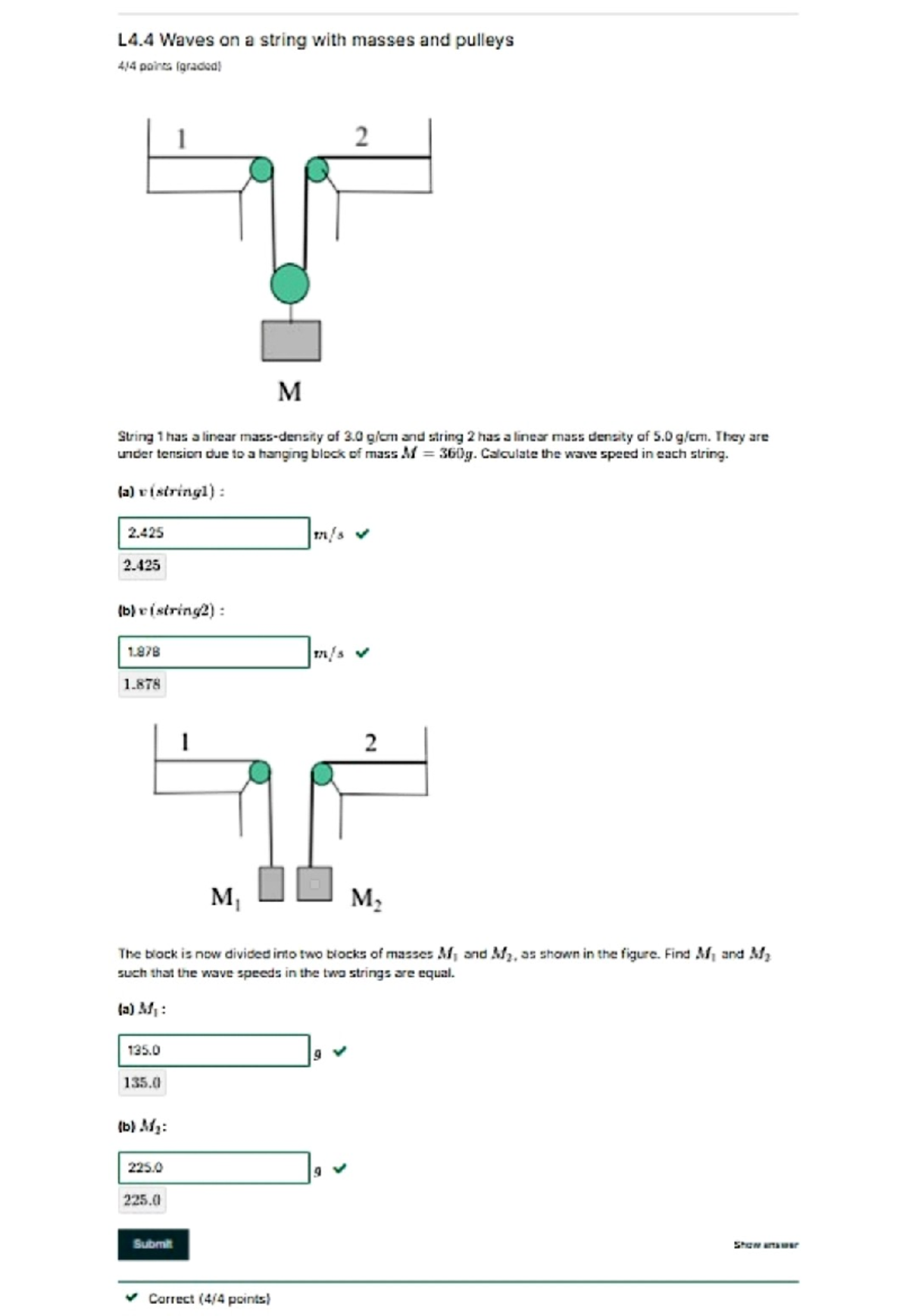 Phys 131 - L4.4 Waves on Strings with Masses and Pulleys (Graded) - Studocu