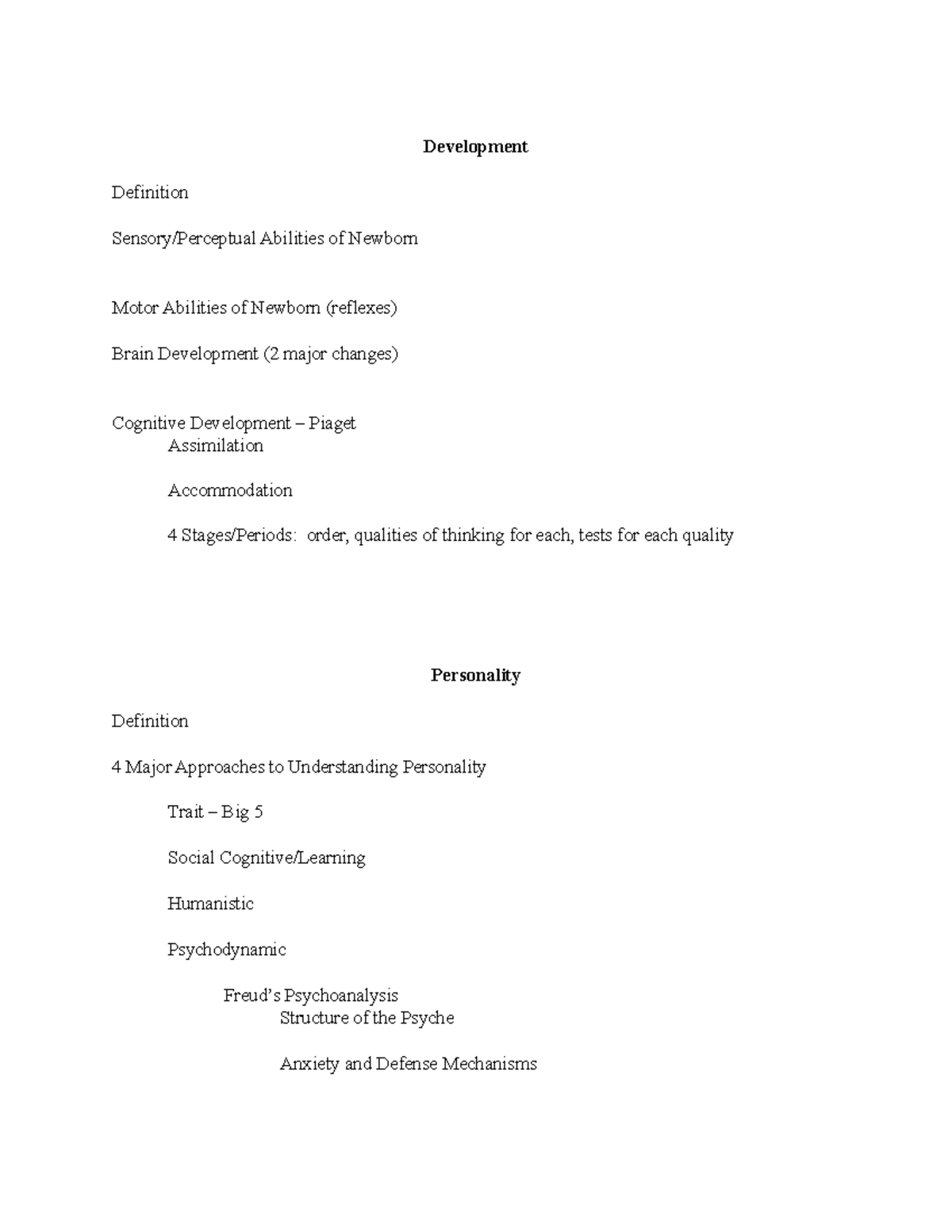 Psychology Development and Disorders Overview - Studocu