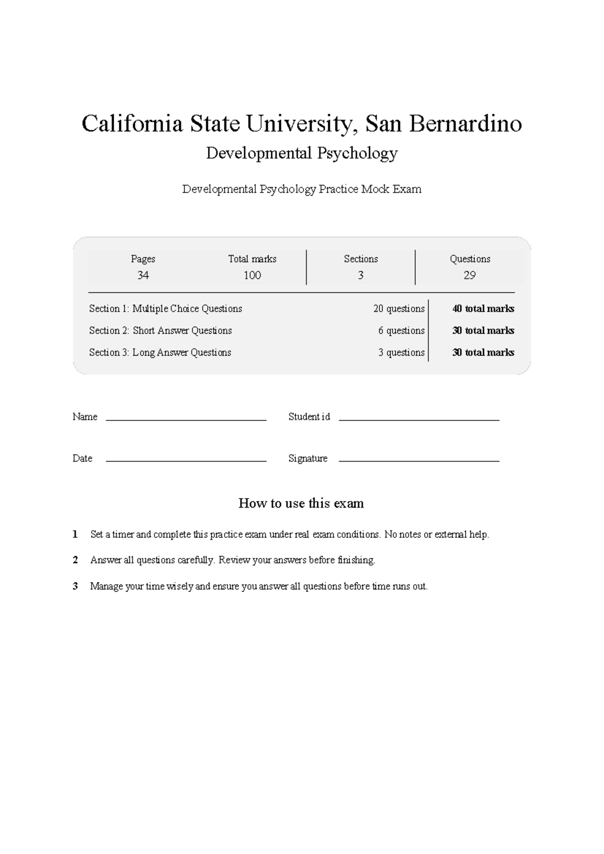 PSYC 201 Developmental Psychology Mock Exam Study Notes 2026 - Studocu