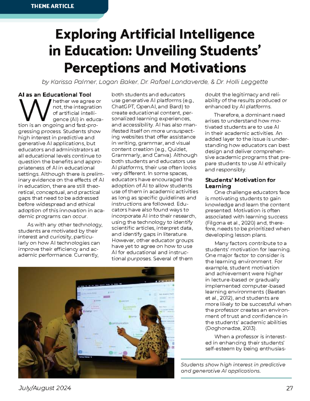 EDUC 2024: Exploring AI in Education - Perceptions and Motivations ...