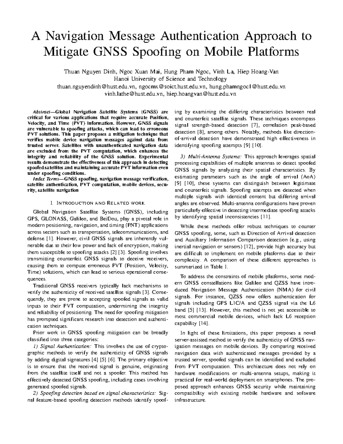 Mitigating GNSS Spoofing on Mobile Platforms: A Novel Authentication ...