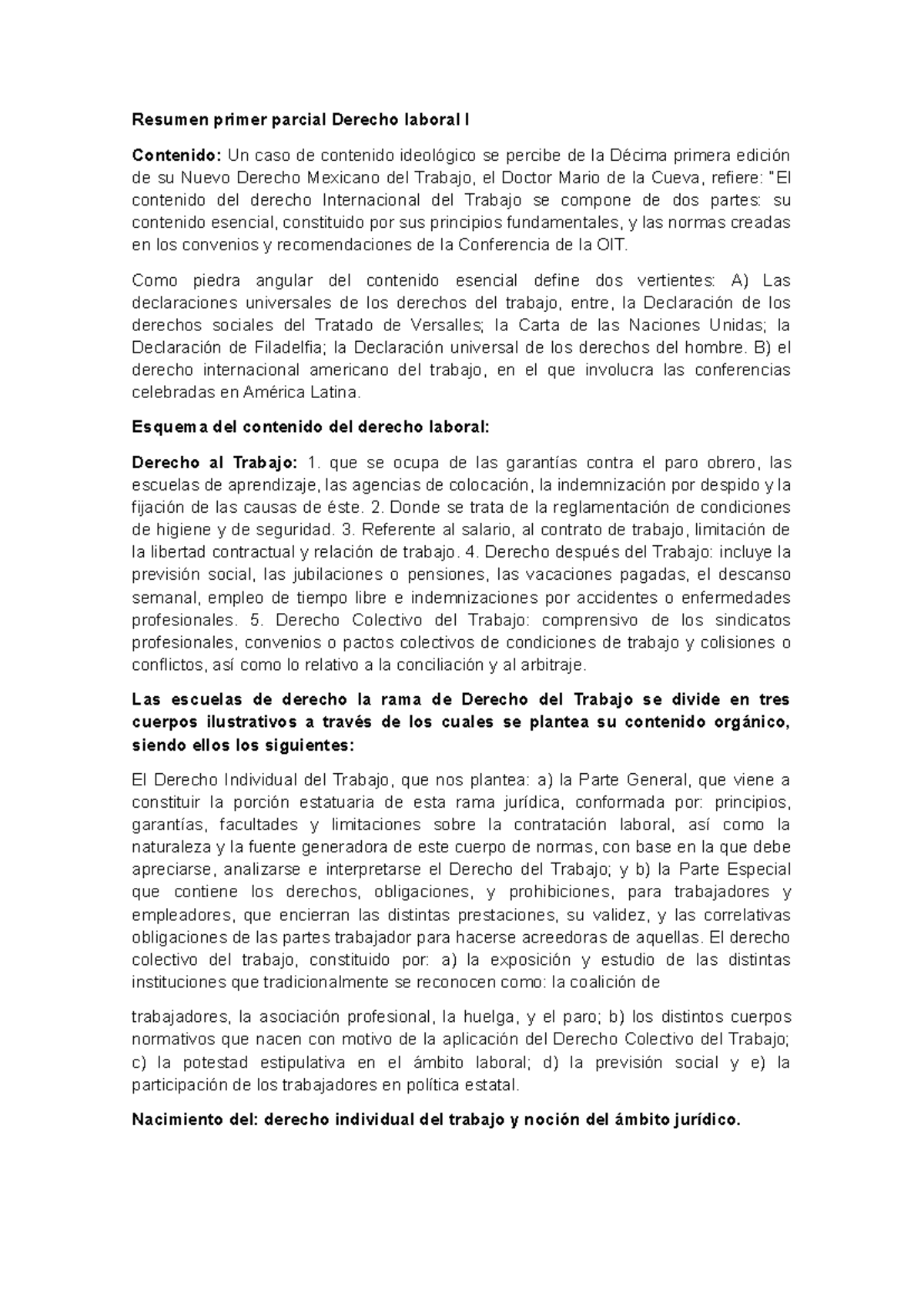 Resumen primer parcial Derecho laboral I - Resumen primer parcial ...