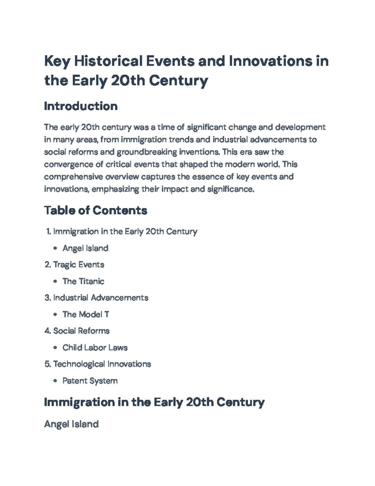Key Historical Events and Innovations in the Early 20th Century - Key ...
