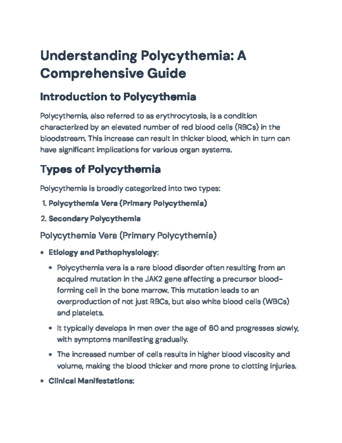 Understanding Polycythemia: Clinical Overview and Management Strategies ...