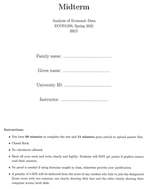 Analysis of Economic Data - ECON1280 - HKU - Studocu