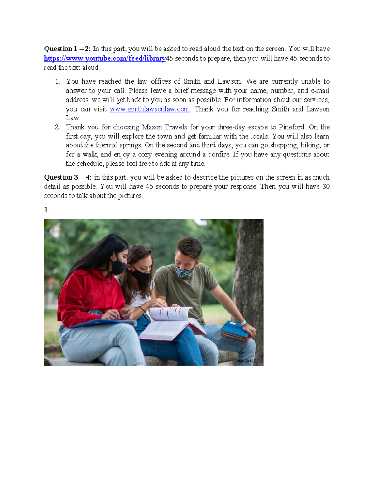 Speaking Questions 1-10 for Test Prep (04-04-2023) - Studocu