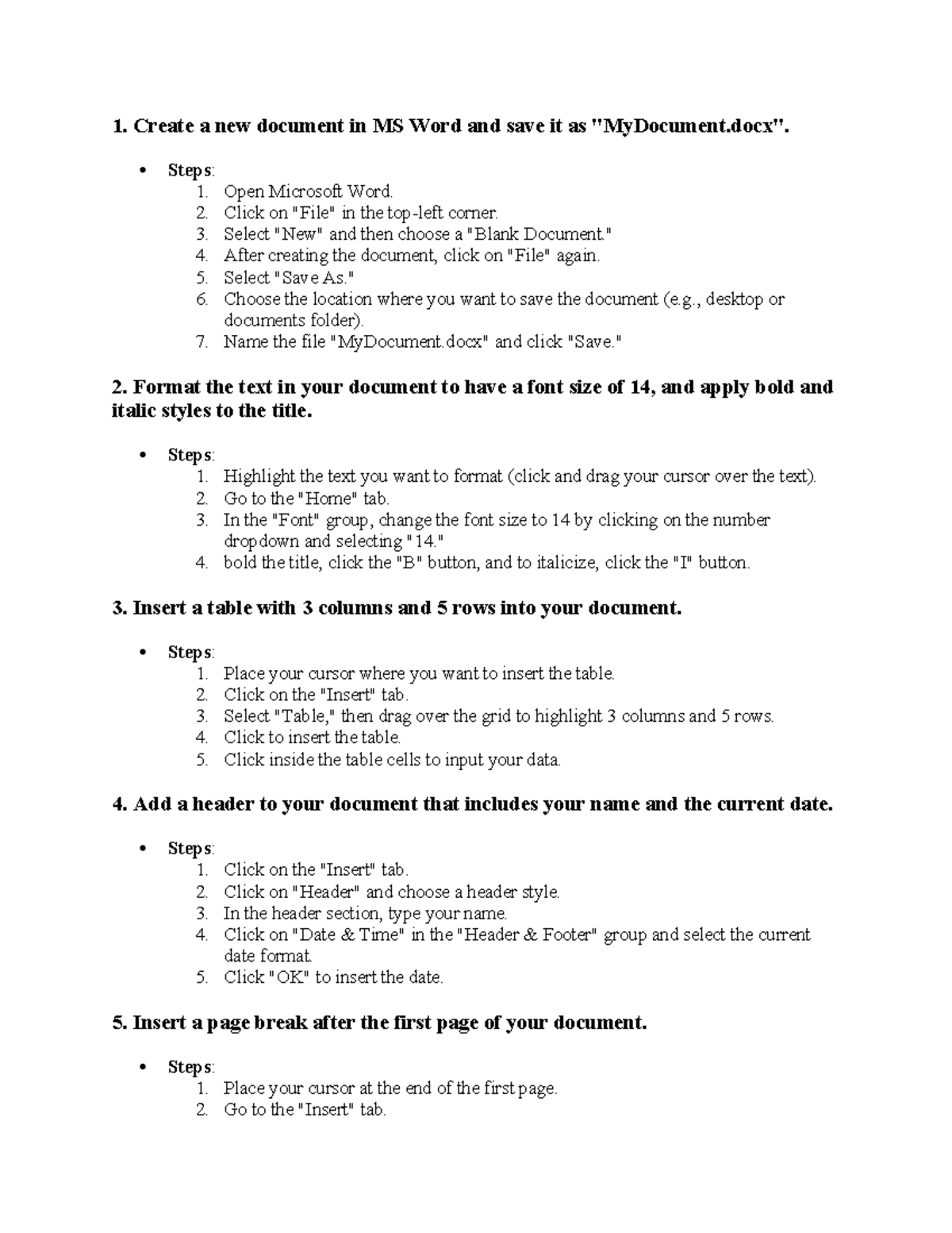 Assignment 6 Answers - 1. Create a new document in MS Word and save it ...