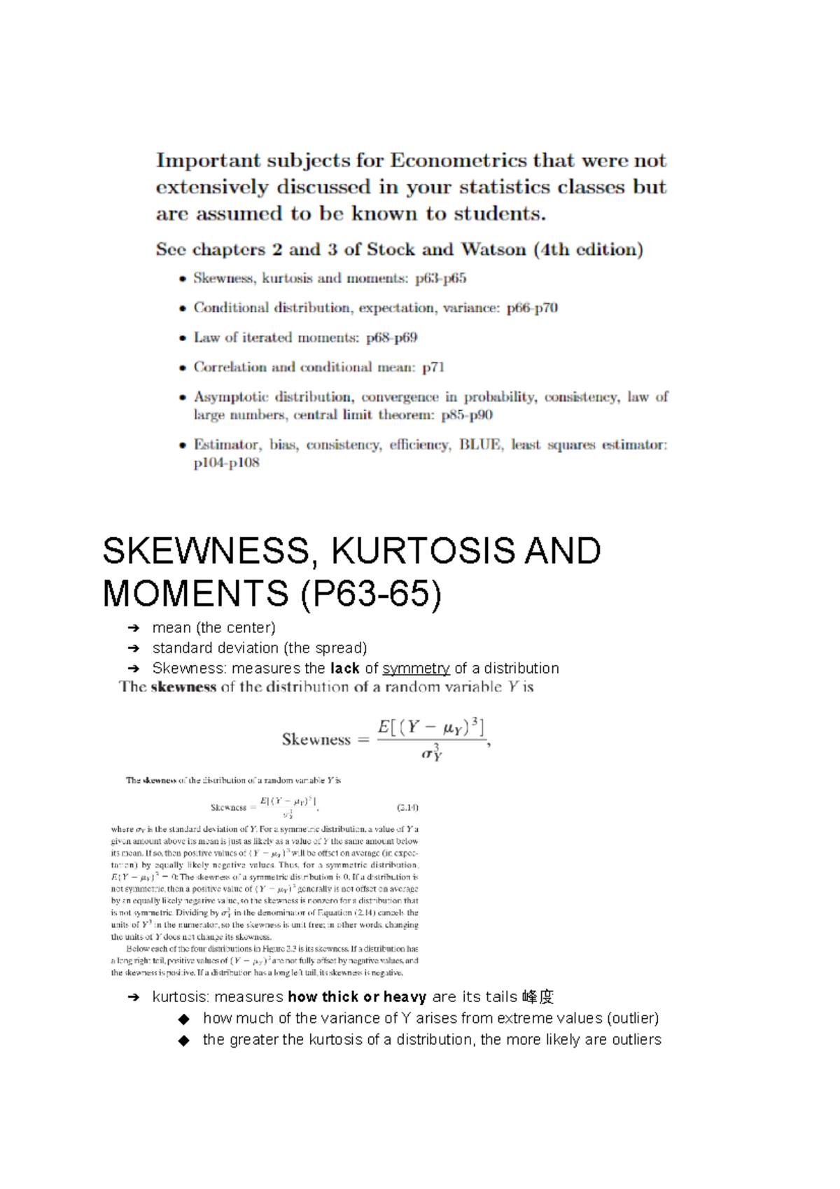 Statistical Concepts Summary - Moments, Distributions, and Estimators ...