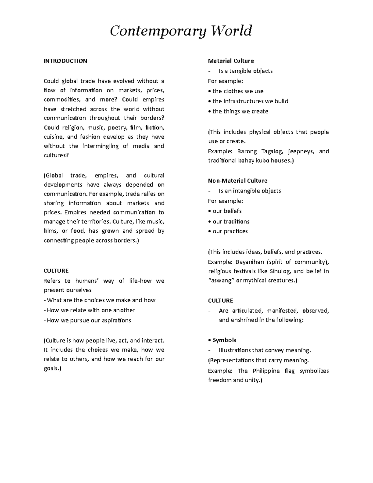 C-World (report) - topic reviewer - Contemporary World INTRODUCTION ...