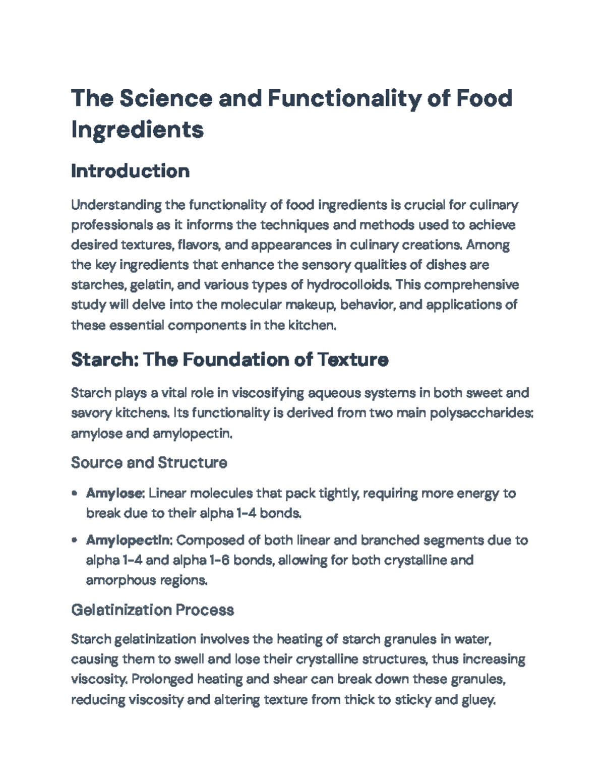 The Science and Functionality of Food Ingredients: Starches & Gelatin ...