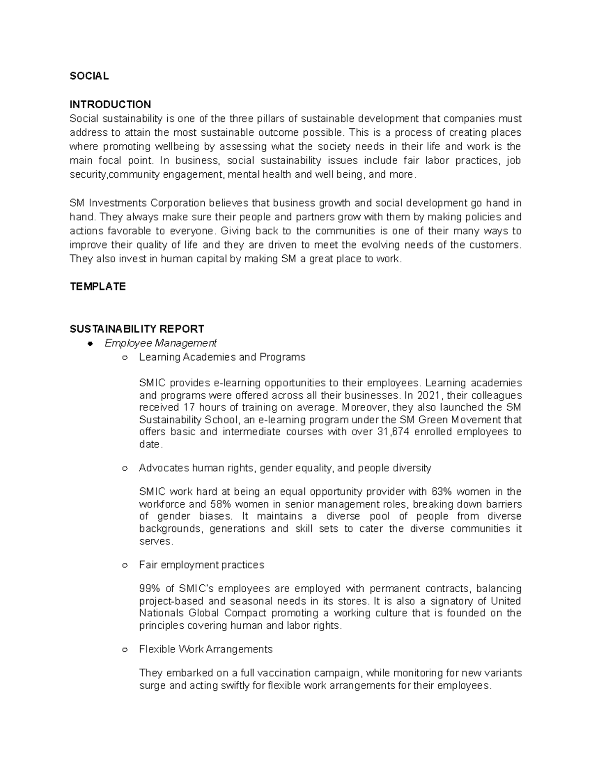 Social - SOCIAL INTRODUCTION Social sustainability is one of the three ...