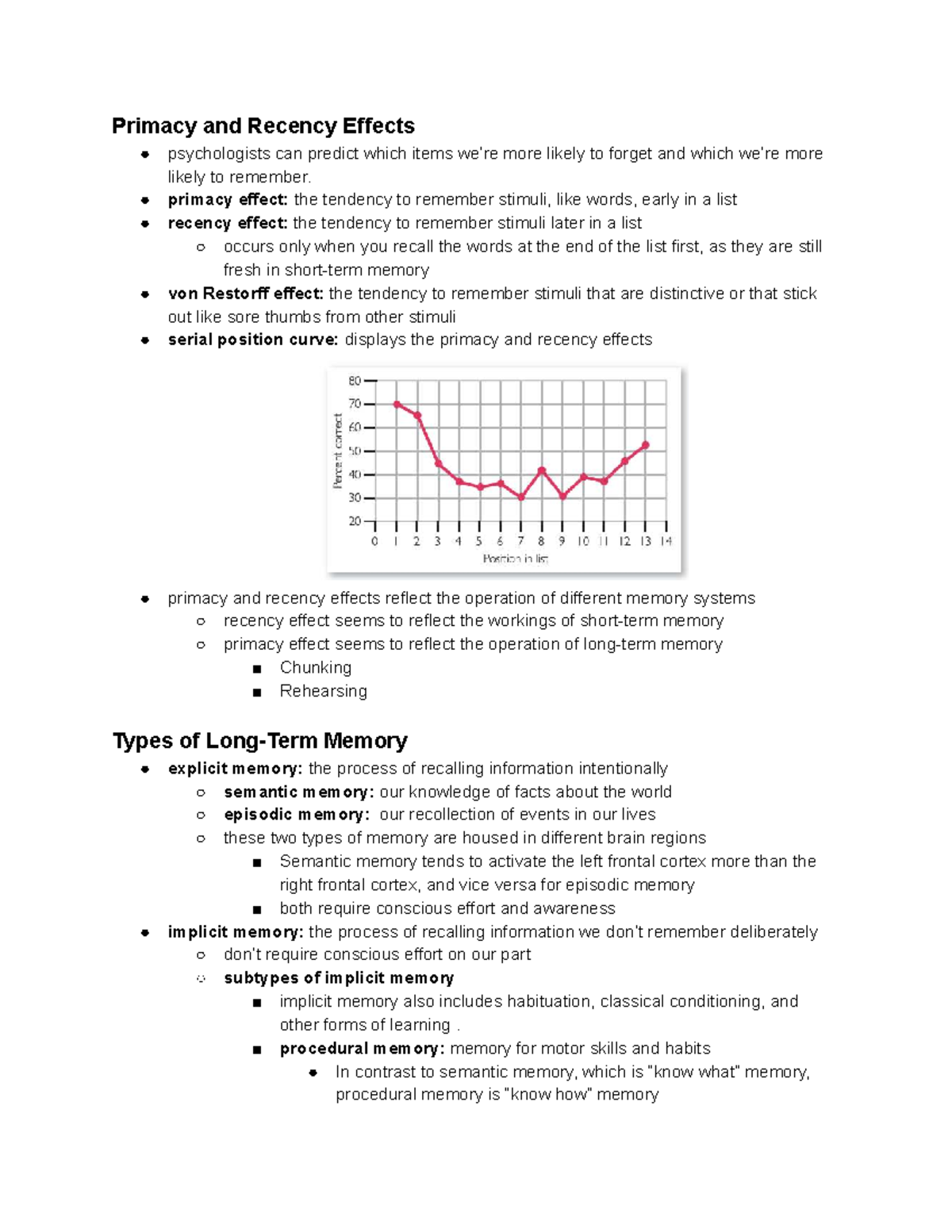 PSYC101 Chapter 7: Understanding Memory - Primacy & Recency Effects ...