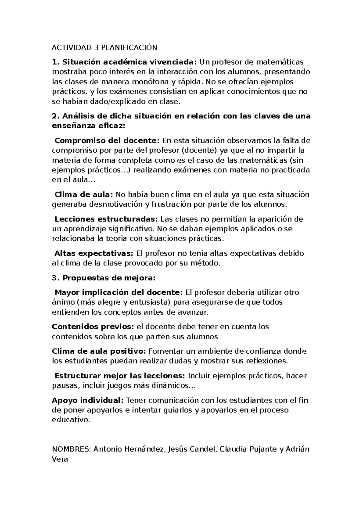 ACTIVIDAD 3 PLANIFICACIÓN: Análisis y Propuestas de Mejora en la ...