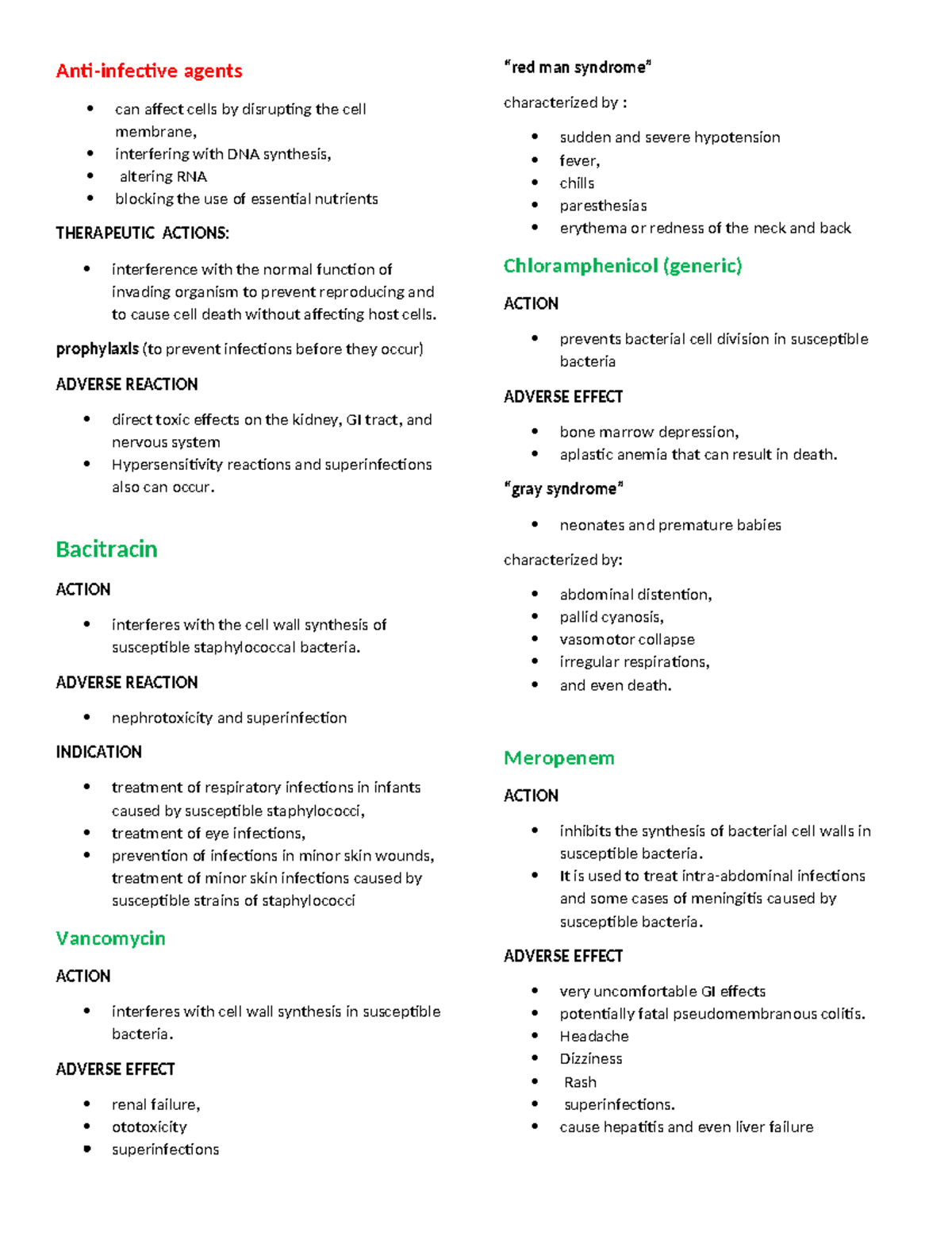 PHARMA P1 Sem 1 Anti-Infective Agents Study Notes - Studocu