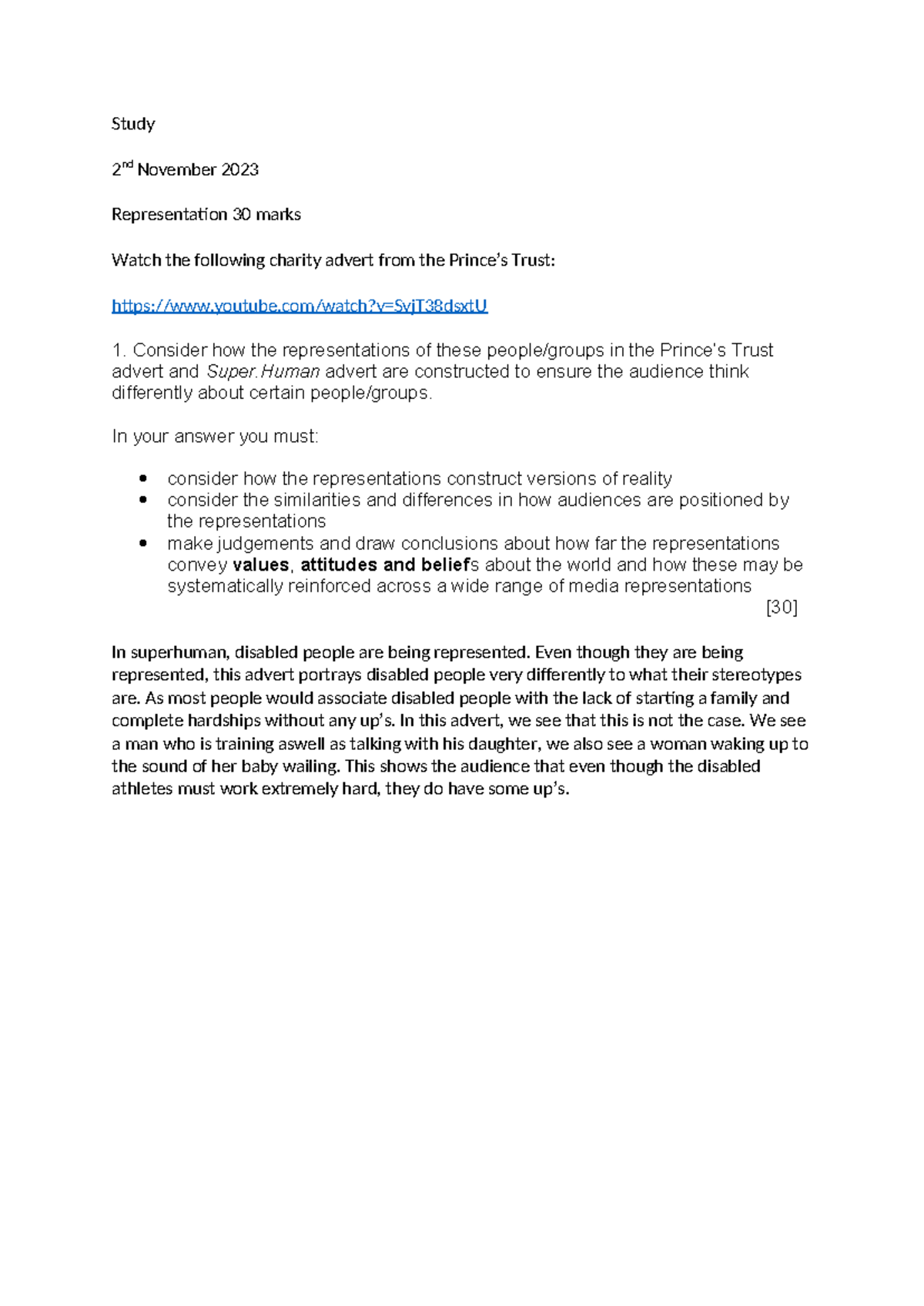 Media Studies Essay (STD 3) - Representation in Charity Advertisements ...