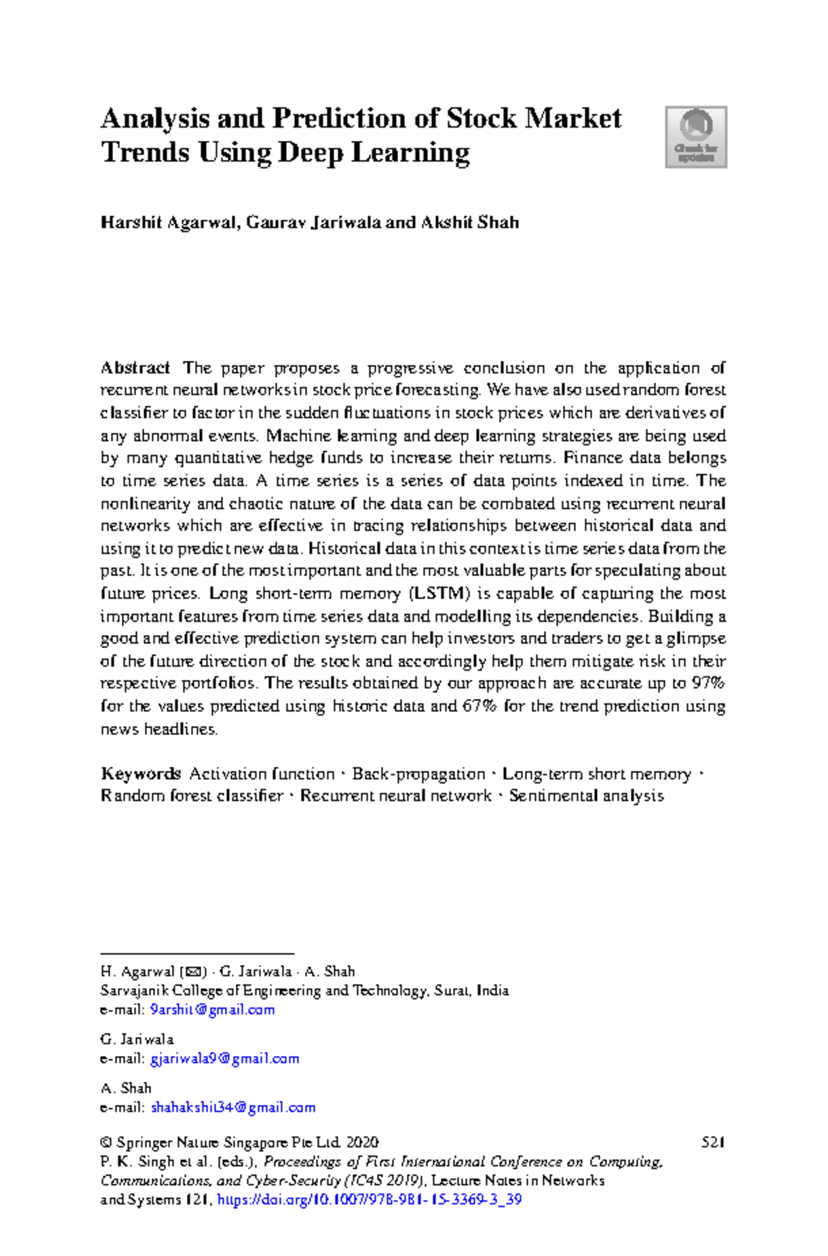Analysis and Prediction of Stock Market Trends Using Deep Learning ...