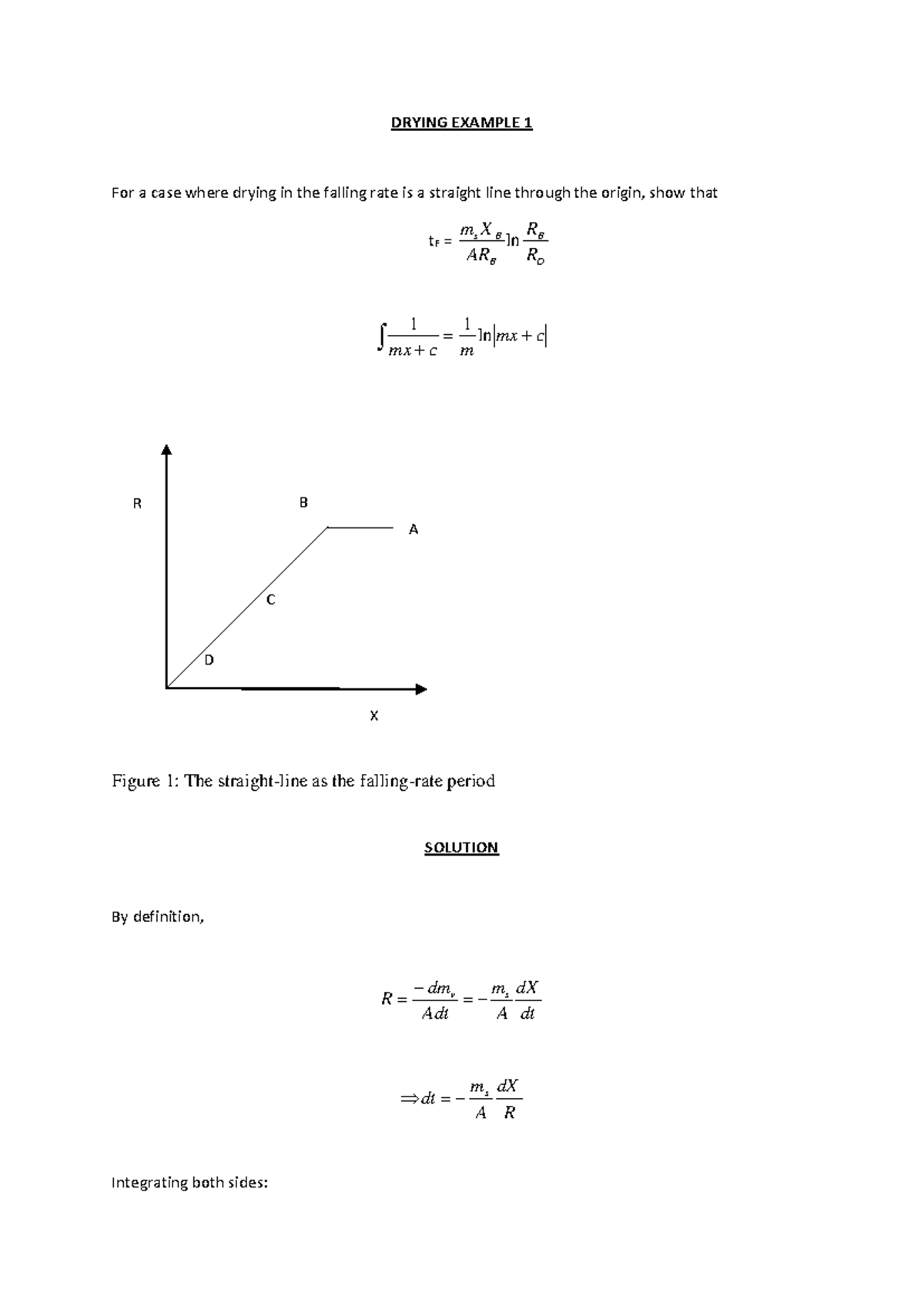 Drying Example 1: Analysis of Falling Rate Dynamics 2020 - Studocu