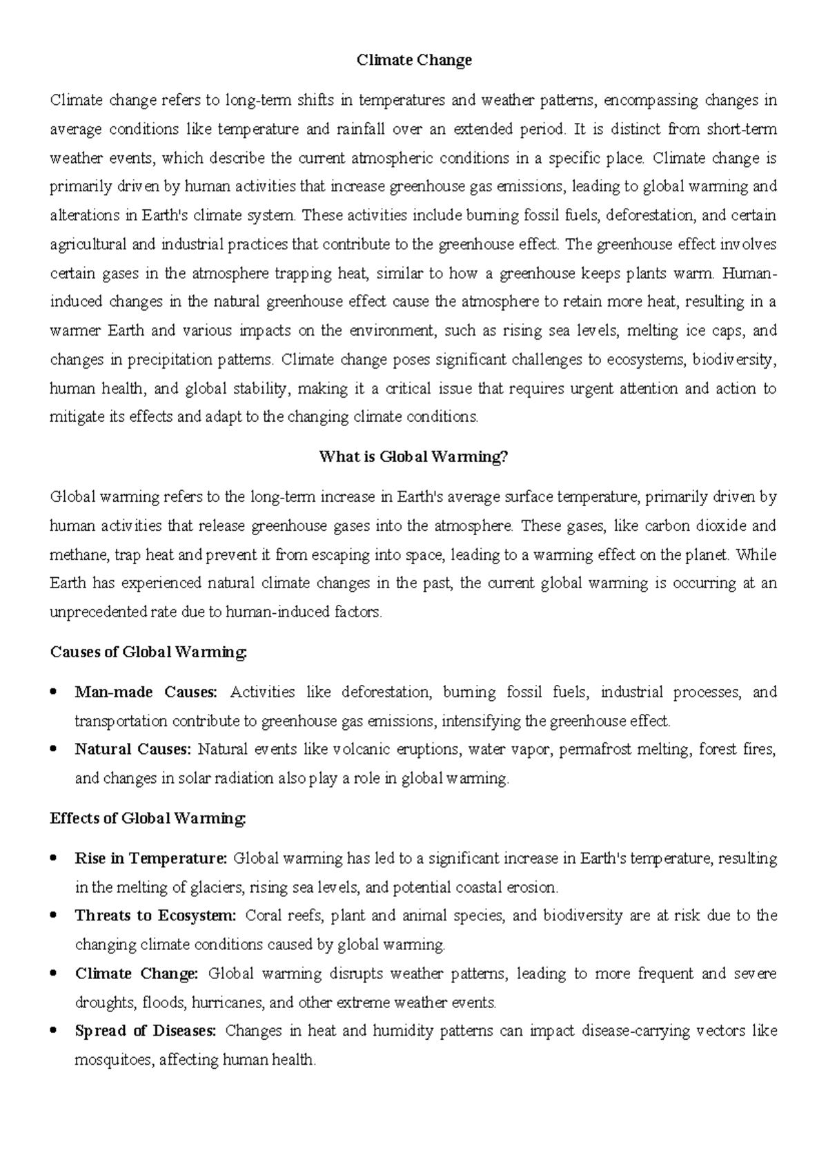 Climate Change (ENV101) - Comprehensive Lecture Notes - Studocu