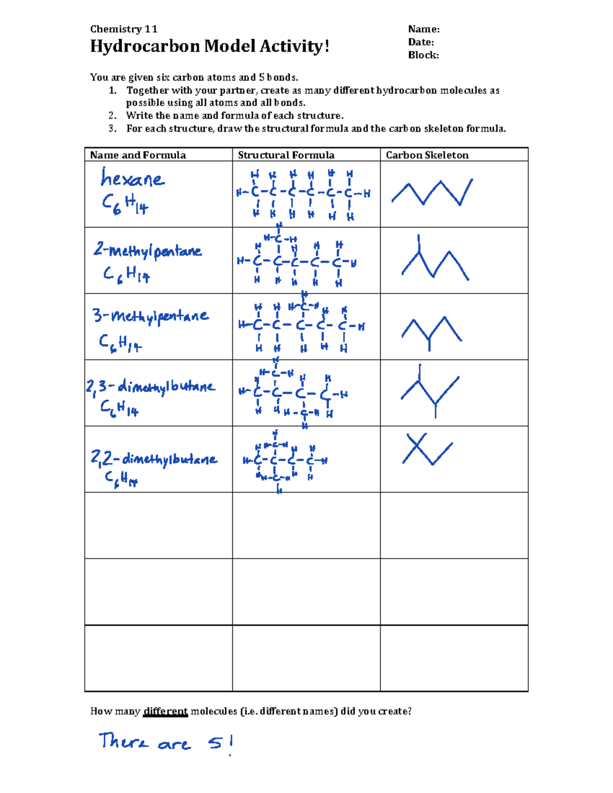 Org 2 hydrocarbon models key - Bachelor of Science in Nursing ...