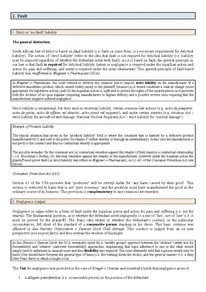 DLR Notes - Summary on the Law of Delict and Damage Concepts - Studocu
